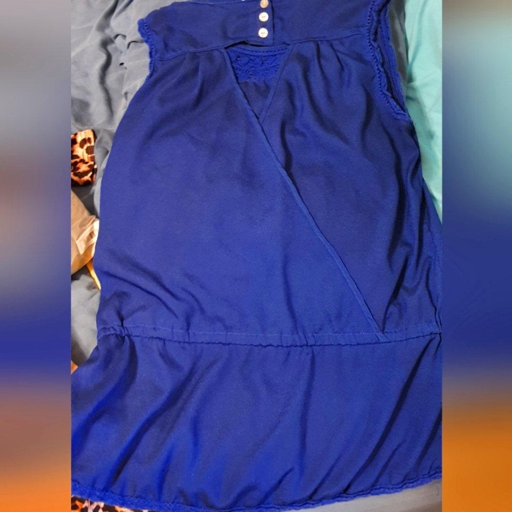 Blue Sleeveless top with Button Detail